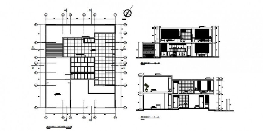 CAD elevation plan and sectional details of apartment dwg file