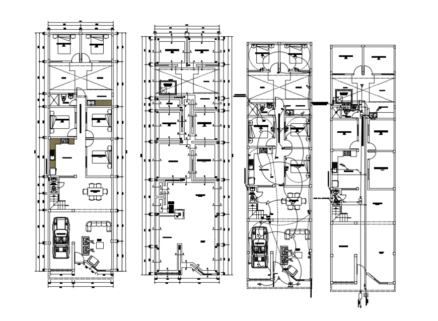 CAD floor centerline plan of residential house drawings in autocad file