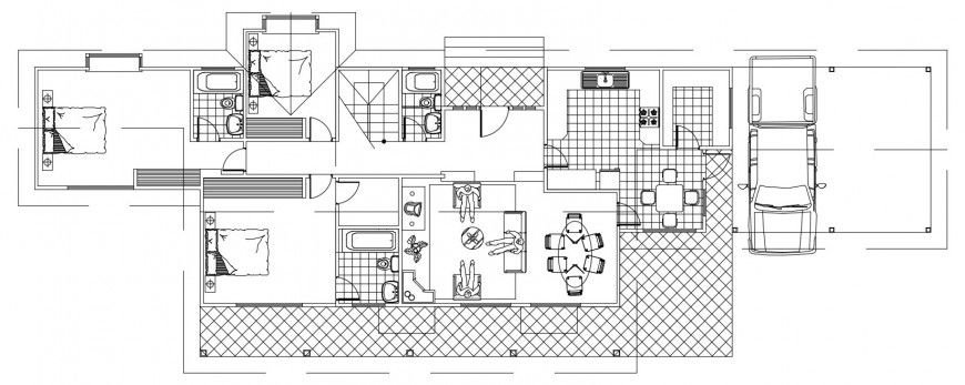 CAD floor layout plan of house 2d view autocad software file
