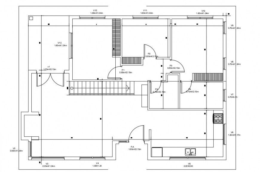 CAD floor plan of 2d house layout details in autocad file