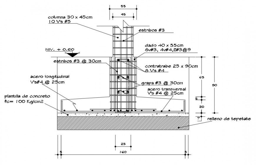 CAD Footing structure drawings 2d view autocad file