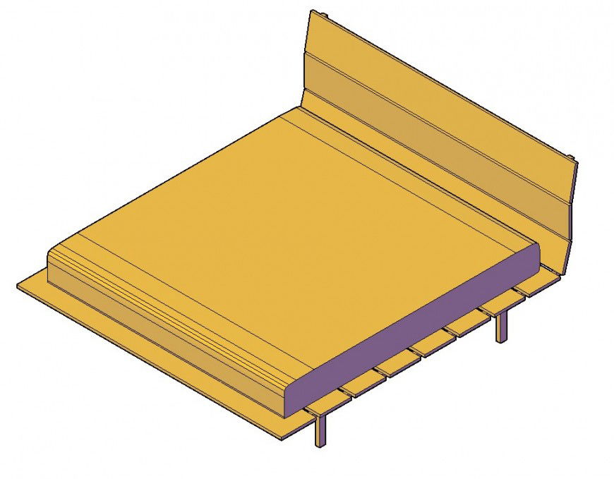 CAD furniture block 3d model of double bed layout file in dwg format