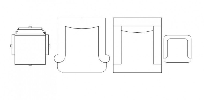 CAD furniture blocks drawings of chair 2d view dwg autocad file