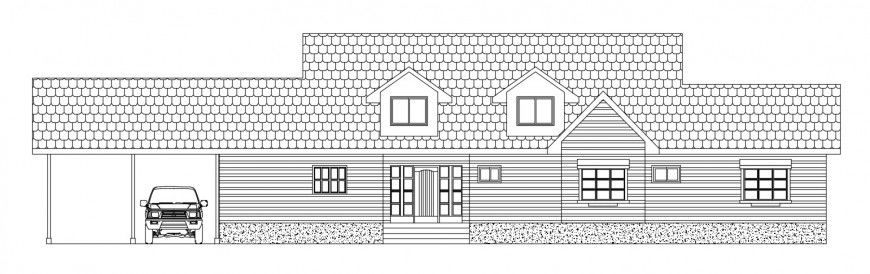 CAD house elevation drawings details 2d view autocad file