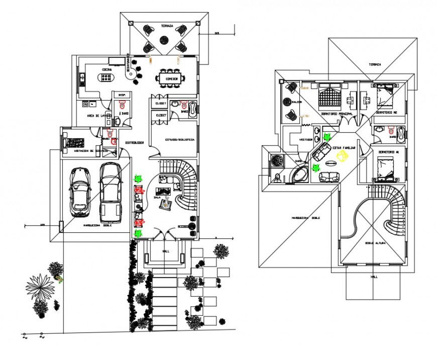 CAD house layout 2d view floor plan dwg autocad software file