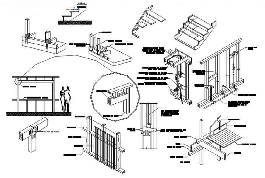 CAD ladder and other furniture blocks elevation dwg file