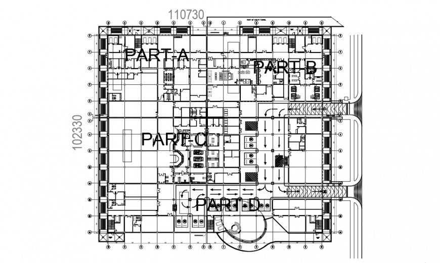 CAD layout commercial building hub dwg file