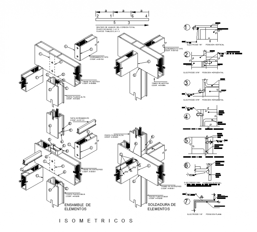 CAD metallic structure detail 2d view layout autocad file