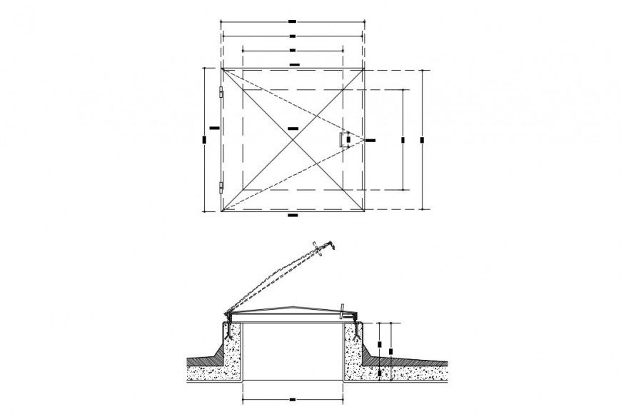 CAD plan and elevation 2d view of water tank autocad file