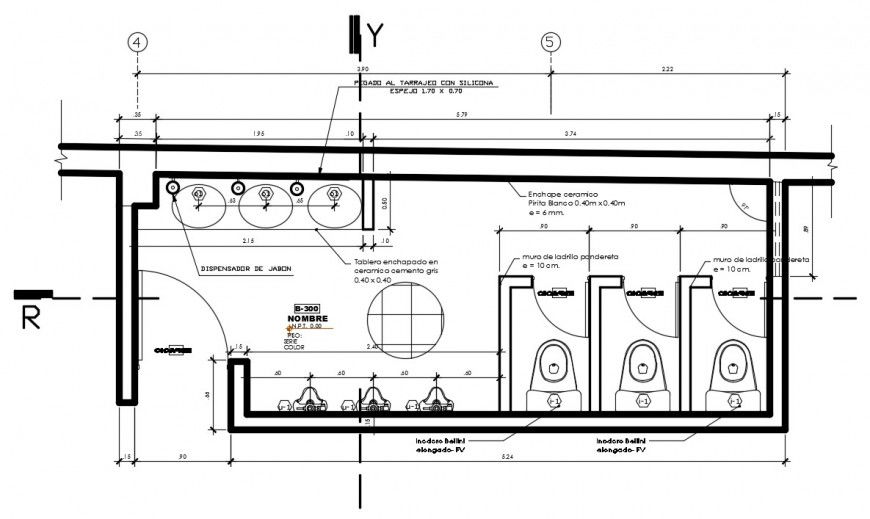 CAD plan details of public sanitary toilet area autocad software file