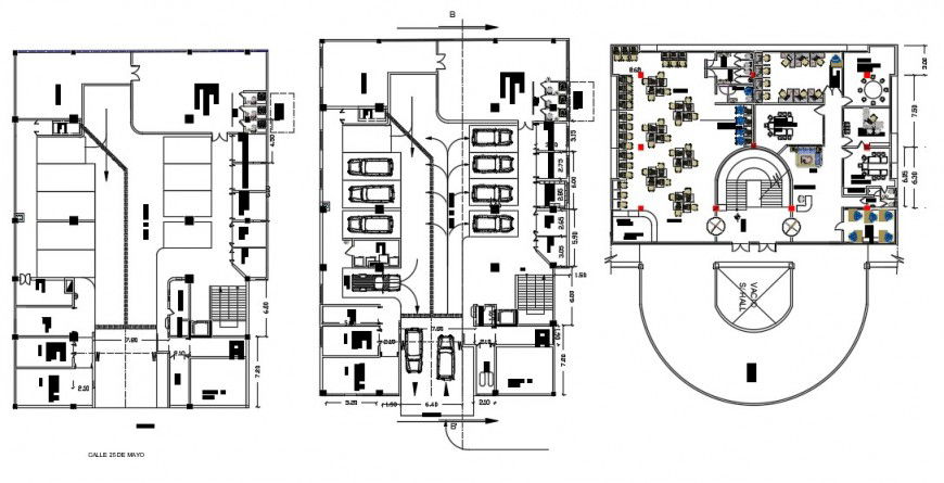 CAD plan drawings cultural building units 2d view dwg autocad file