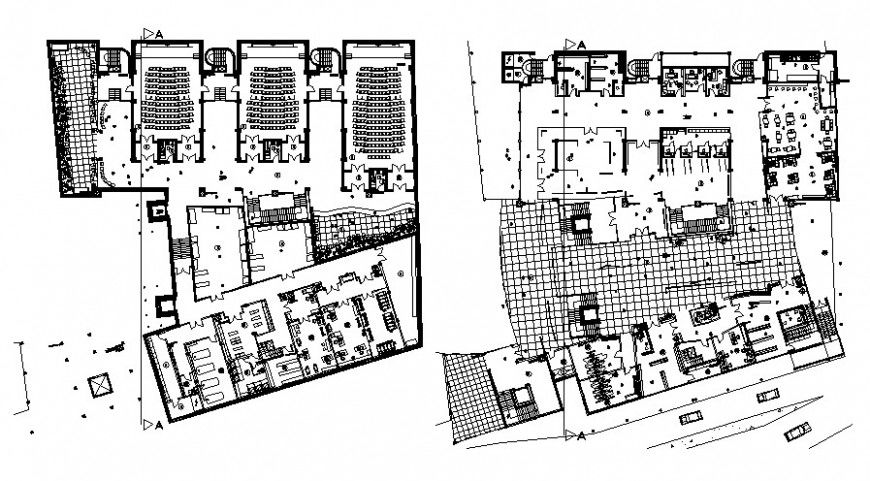 CAD plan drawings details of auditorium building units plan dwg file