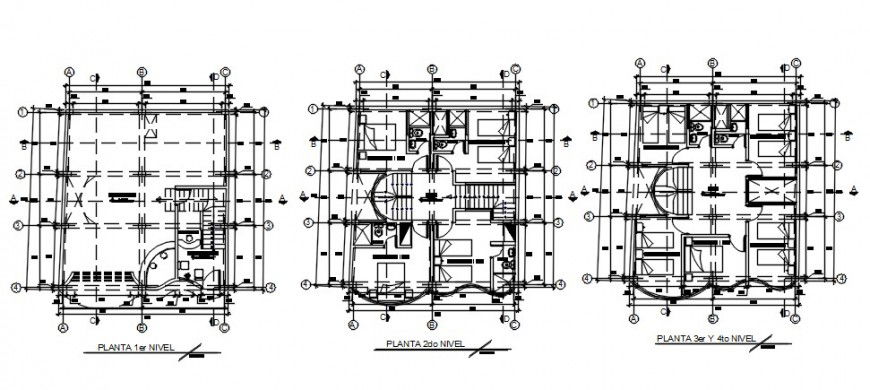 CAD plan drawings detailsof hotel building dwg file
