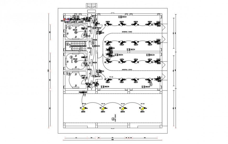 CAD plan of electrical installation in building dwg file
