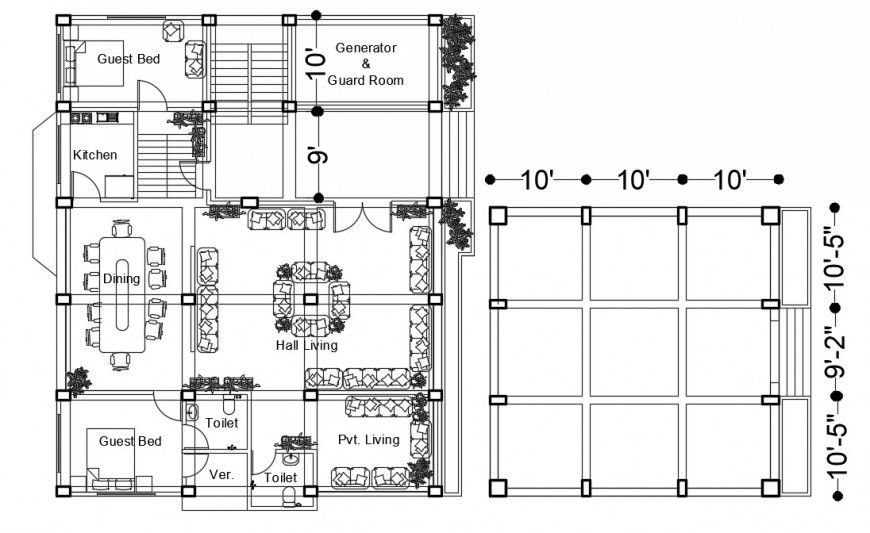 CAD plan of housing apartment 2d view details in autocad file