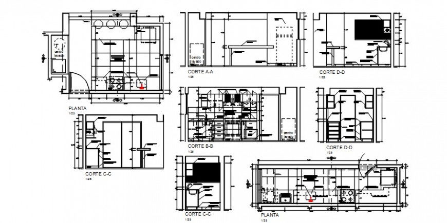 CAD plan of kitchen area drawings dwg autocad software file