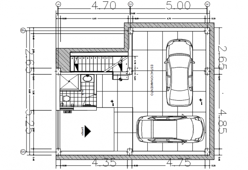 CAD plan of parking space area plan 2d view autocad software file