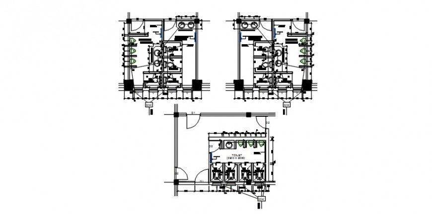 CAD public sanitary toilet plan detailing drawings in autocad file