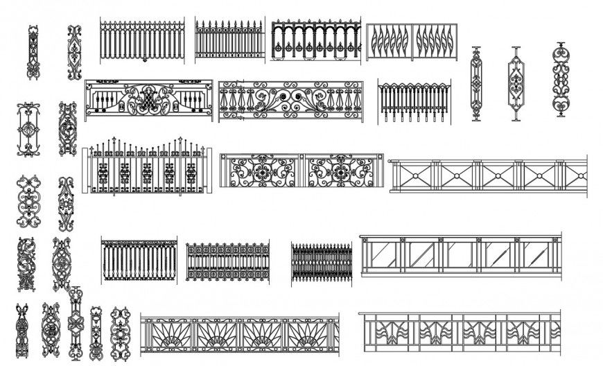 CAD railing design 2d view elevation autocad software file
