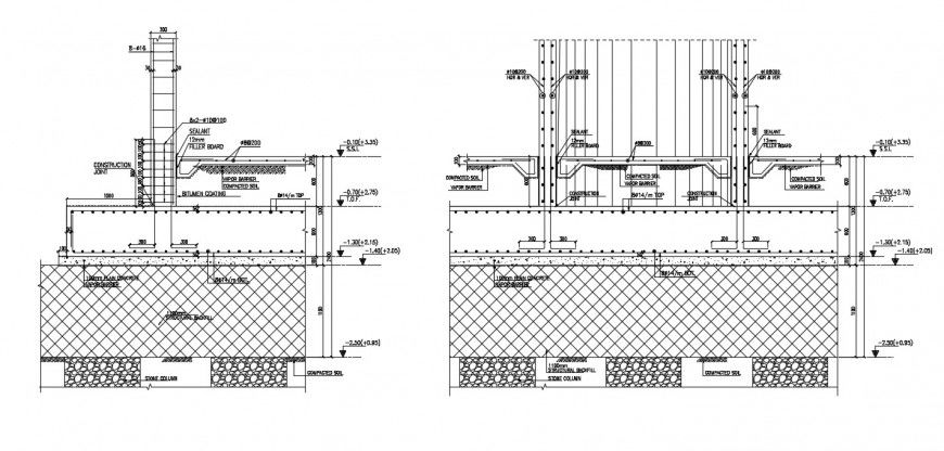 Cad RCC raft foundation footing dwg autocad software file