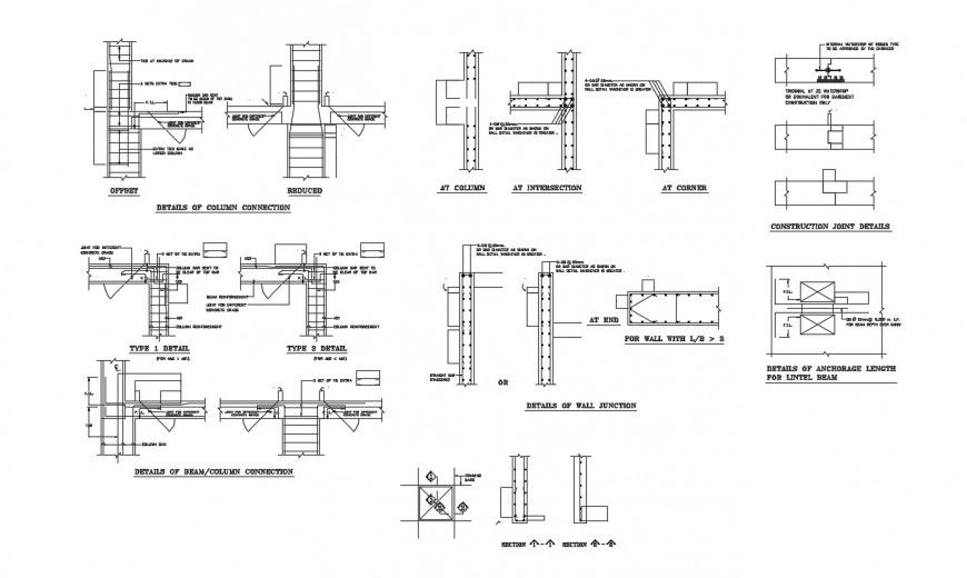 CAD RCC structural blocks with curtailment details in autocad file