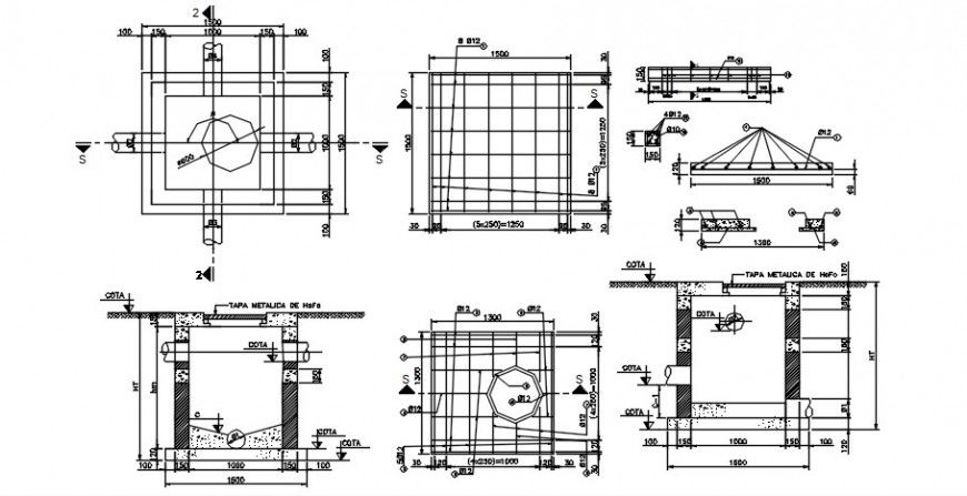 CAD sanitary blocks details of sewer drainage tank dwg file