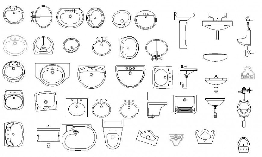 CAD sanitary blocks Drawings details 2d view autocad software file