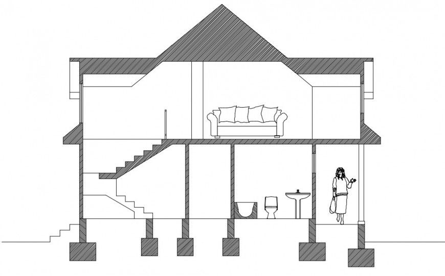 CAD section drawing details of housing apartment 2d view dwg file