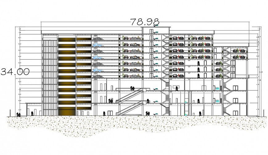 CAD section drawings of terrace parking dwg autocad file