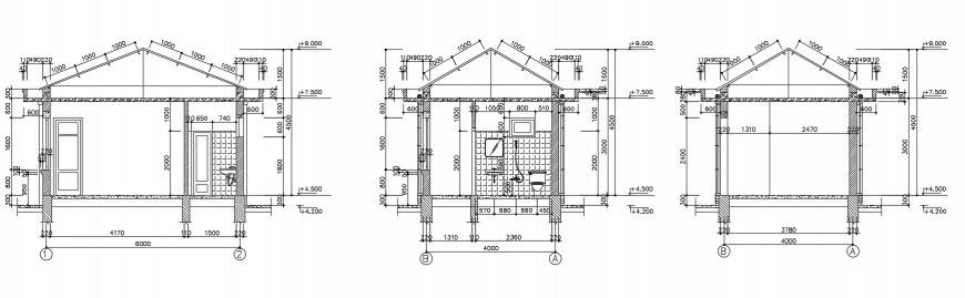 CAD sectional details of guard house 2d view dwg file