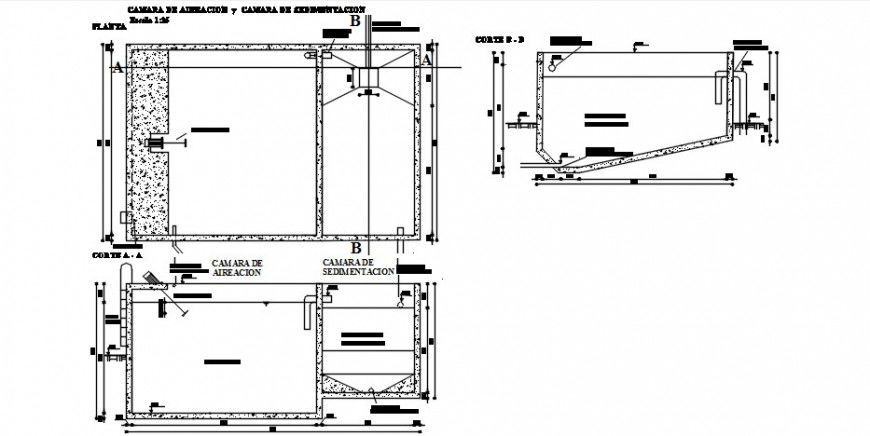 CAD sectional drawings detail of plumbing water tank dwg autocad file
