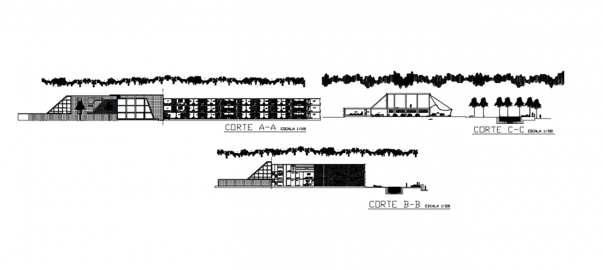 CAD sectional drawings detailing of Commercial building units dwg file