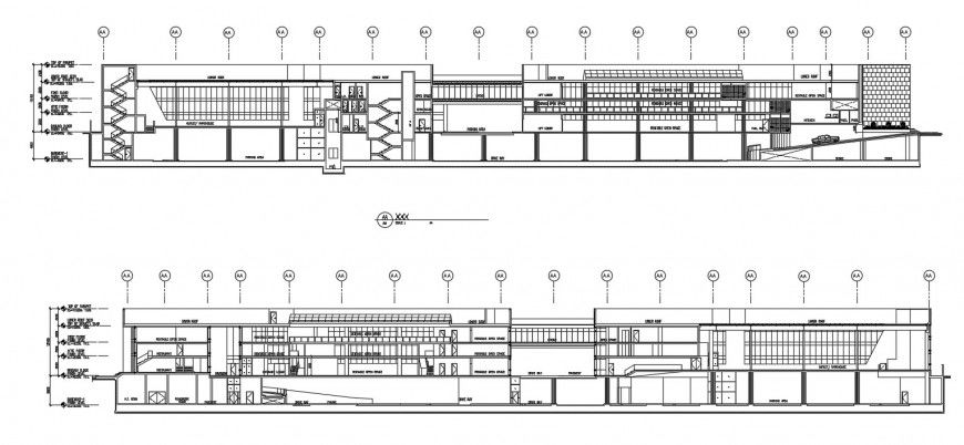CAD sectional drawings details of commerce office building dwg file
