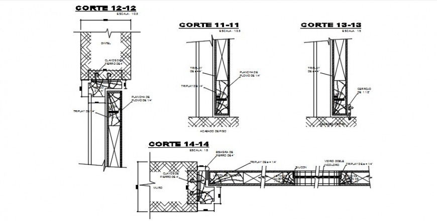 CAD sectional drawings details of door blocks dwg file