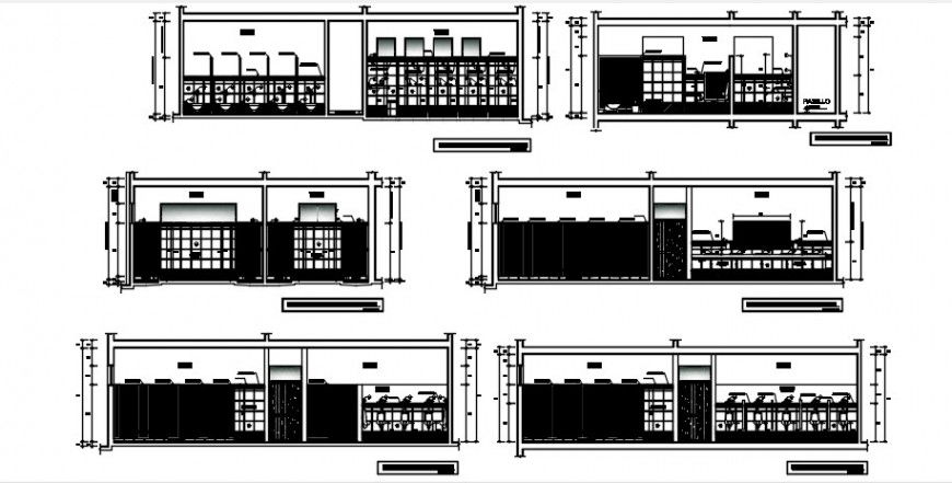 CAD Sectional drawings details of sanitary public toilet area dwg file