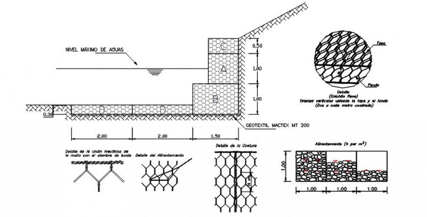 CAD structural drawings details of canal blocks dwg autocad file