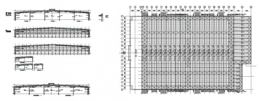 CAD structural drawings details of roof shade dwg file
