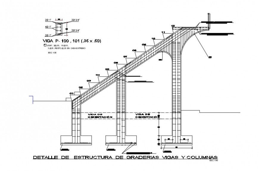 CAD structural drawings detials of staircase 2d view autocad file