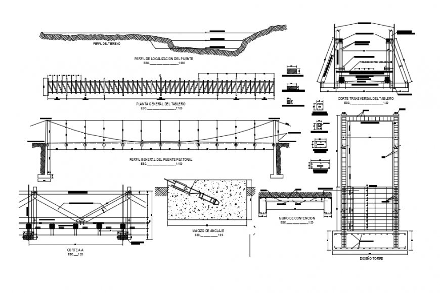 CAD structural drawings of bridge construction autocad software file