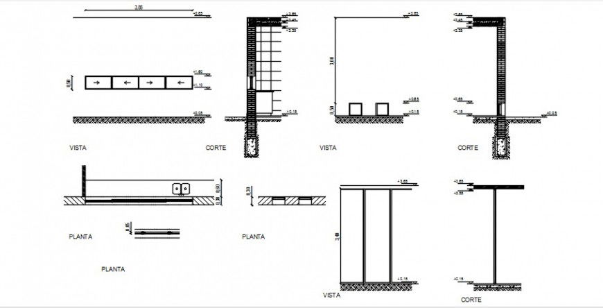 CAD wall flooring sectional units 2d view autocad software file