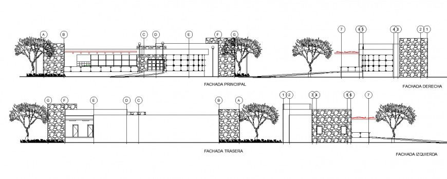 Café and bar detail elevation drawing in dwg AutoCAD file.