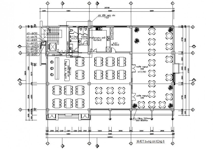 Cafe plan with washing area and sanitary detail in plan of autocade file