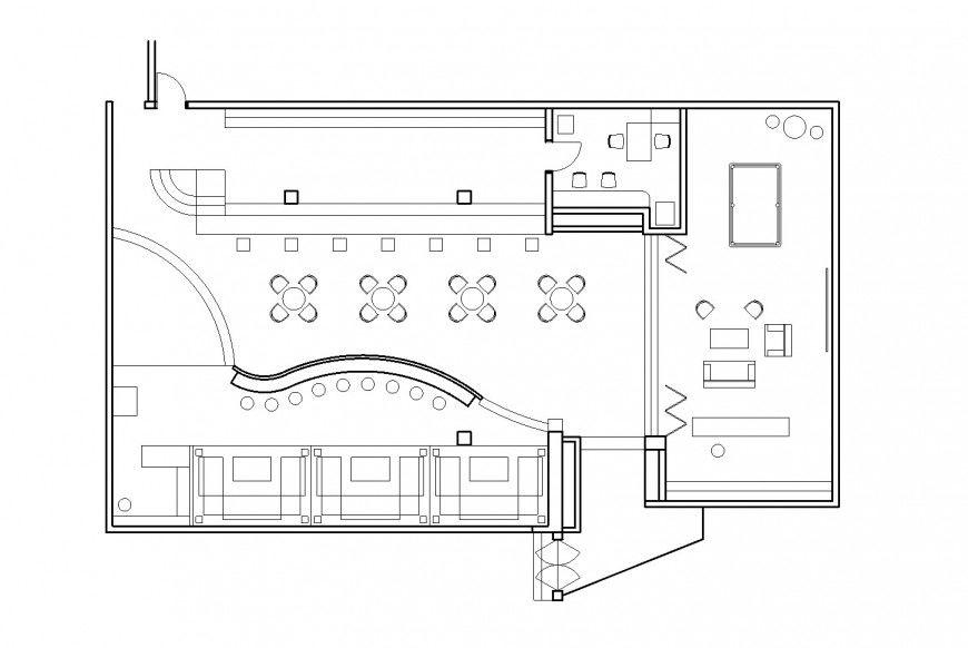 Cafeteria restaurant type architecture layout plan cad drawing details dwg file