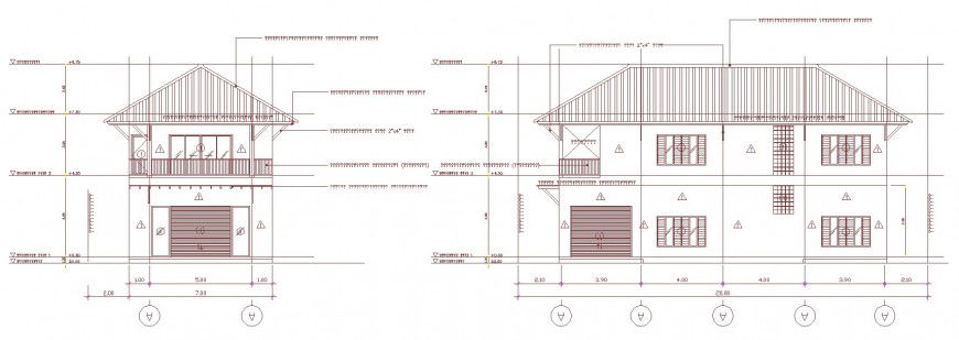 California bungalow elevation drawing in dwg file.