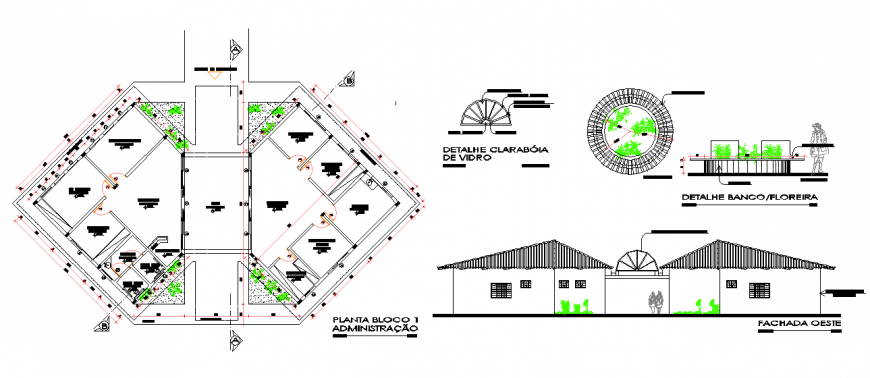 Call Center Office Plan Lay-out & Other Elevation detail