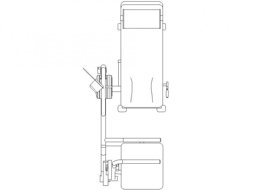 Camber curl machine detail 2d view CAD gym equipment block layout file in dwg format