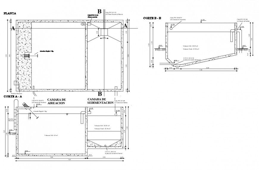 Camera of air exaction and sedimentation cad drawing details dwg file