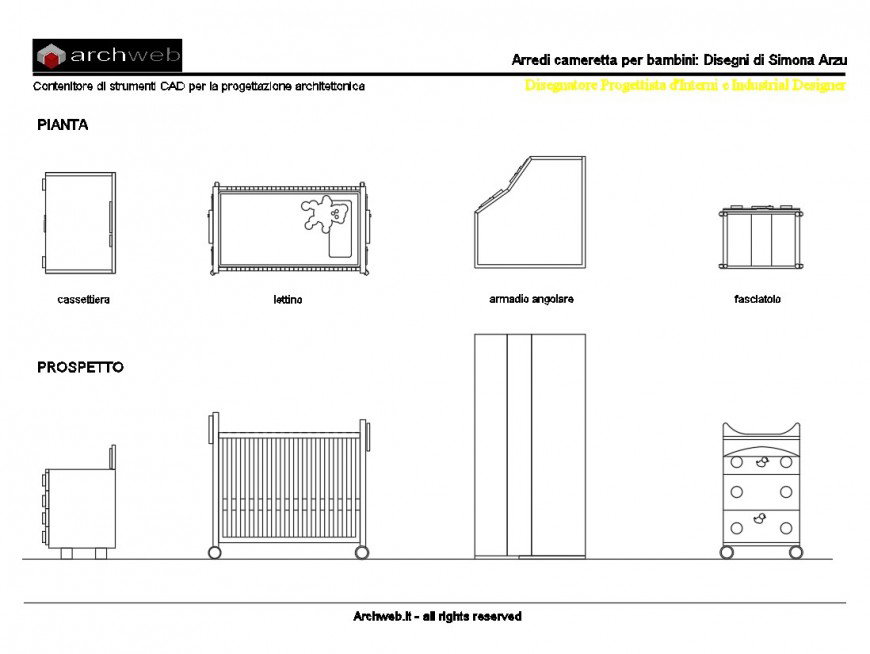 Cameretta bambini 2 d plan layout file