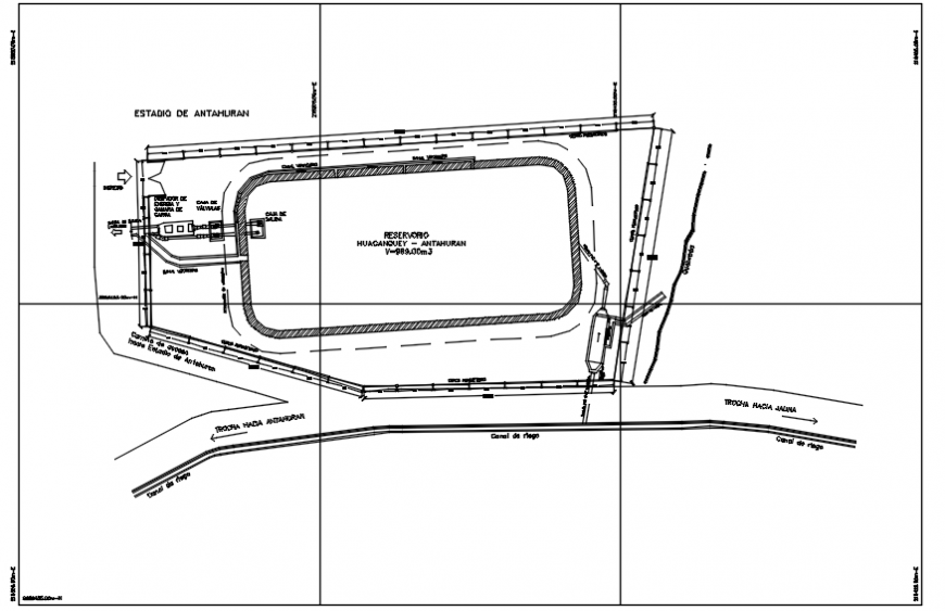Canal irrigation system with map cad drawing details dwg file