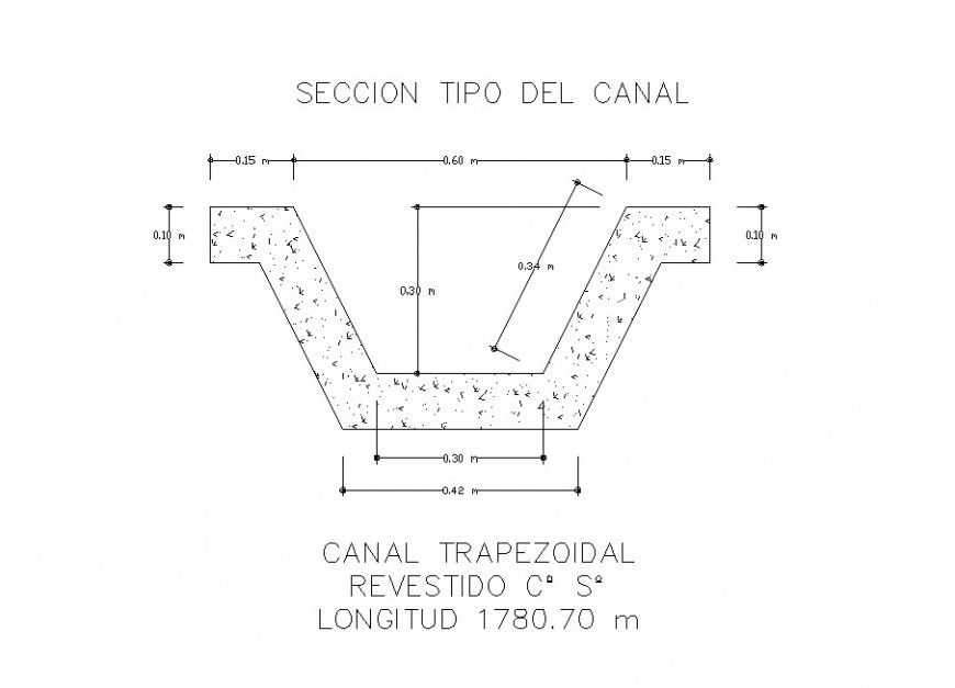 Canal longitudinal section and irrigation cad plumbing details dwg file